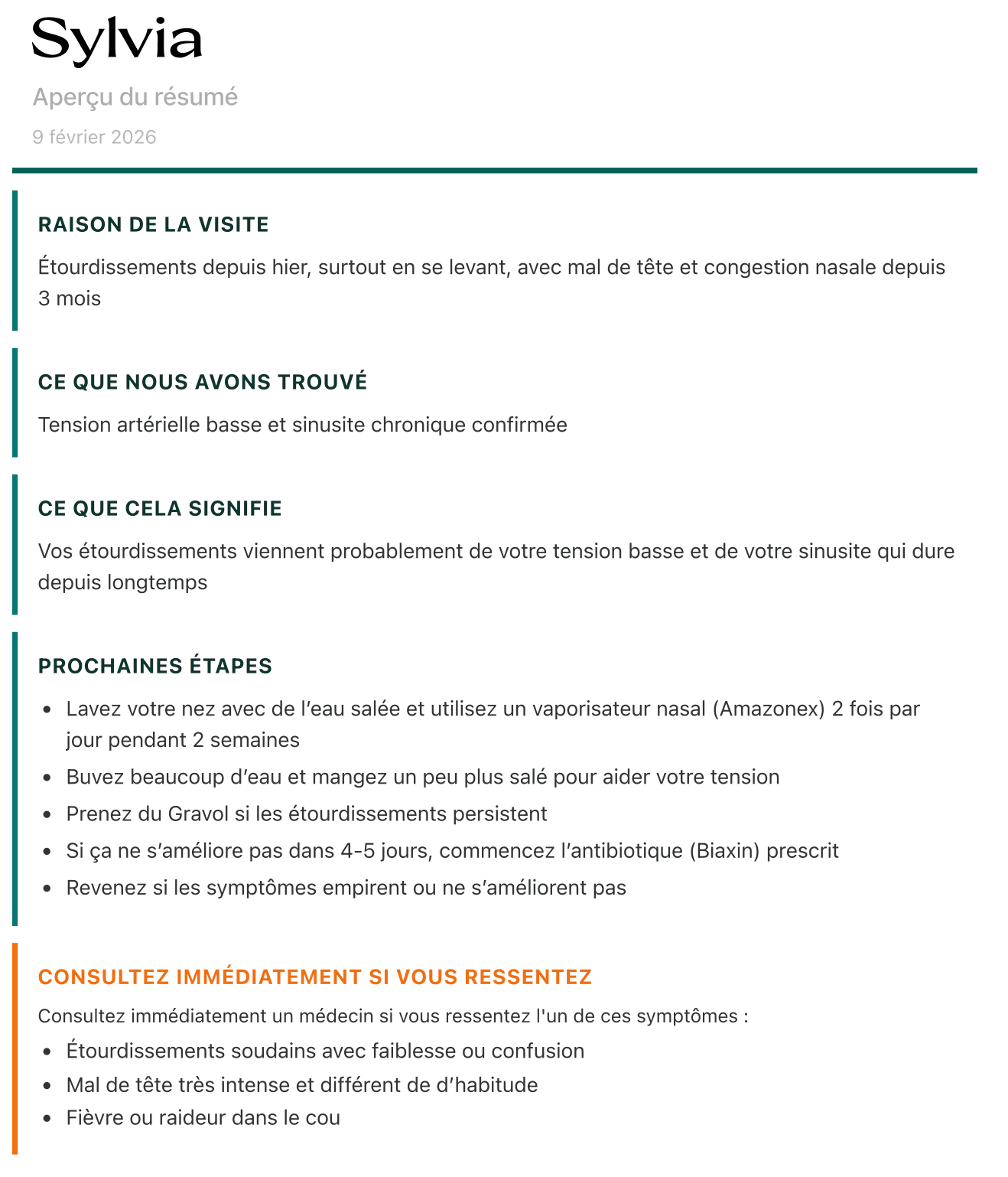 Résumé patient